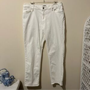 L.L. Bean White Jeans Women’s 14 Stretch High Rise Mom Straight Classic Fit